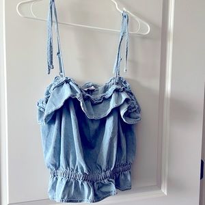 American Eagle blue Jean crop tank